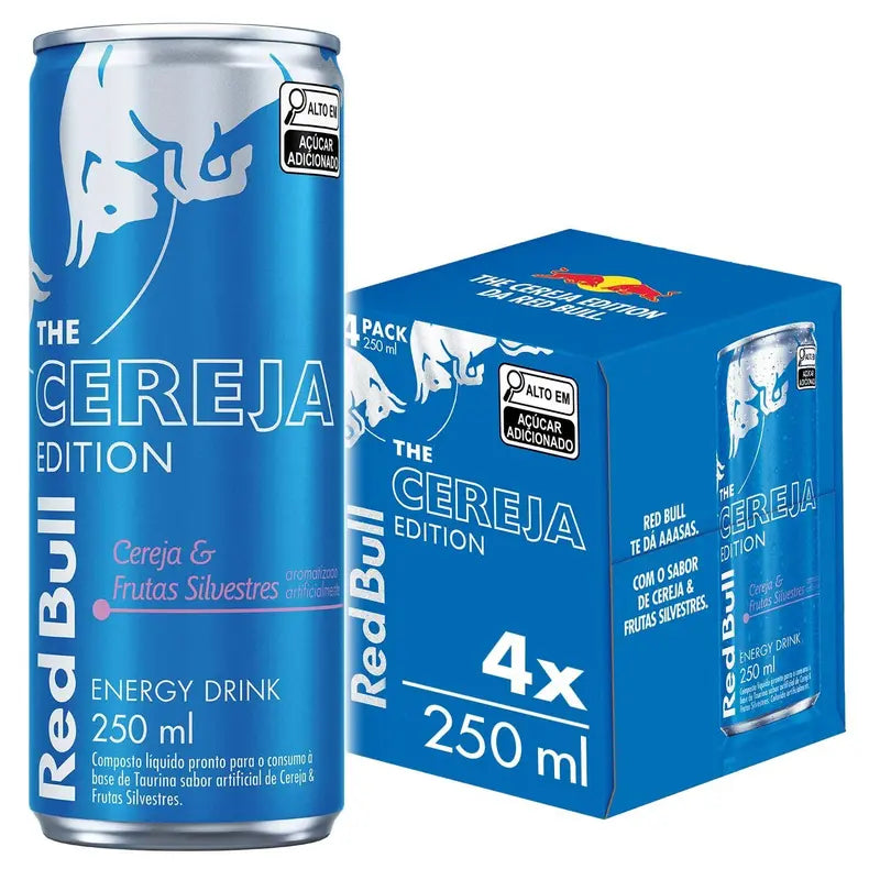 Pack de 4 Latas Red Bull Energético, Cereja e Frutas Silvestres, 250ml