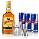 Whisky White Horse Cavalo Branco 500ml + Energético Redbull + Copo + Dosador 250ml Original.