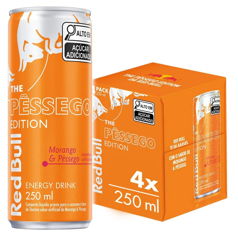 Pack de 4 Latas Red Bull Energético, Morango & Pêssego, 250ml